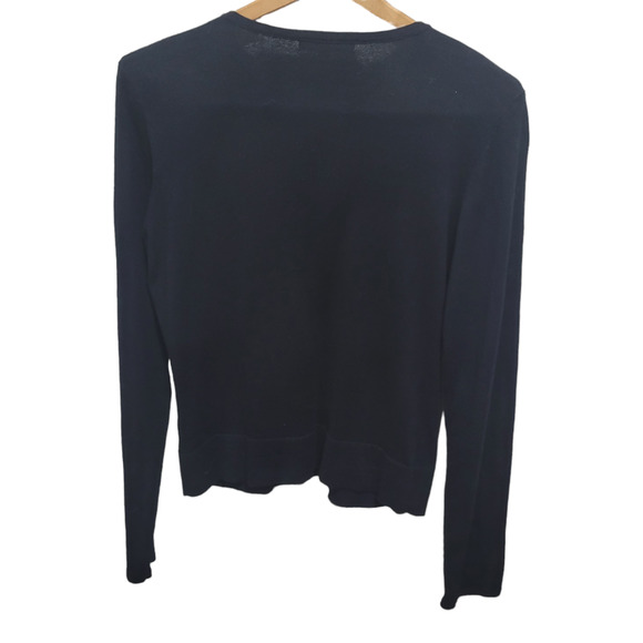 CAbi 172 Black Fringe Tuxedo Cardigan M Cotton Cashmere Quietlux Layering Piece - Picture 5 of 9